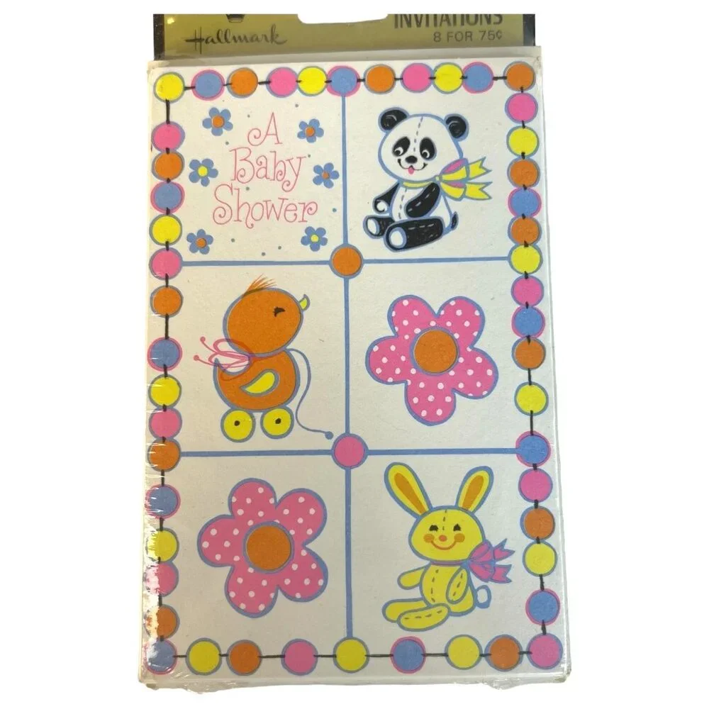 3 Hallmark Baby Shower Invitations 8 Packs Animal Design New Sealed Pink Yellow‎